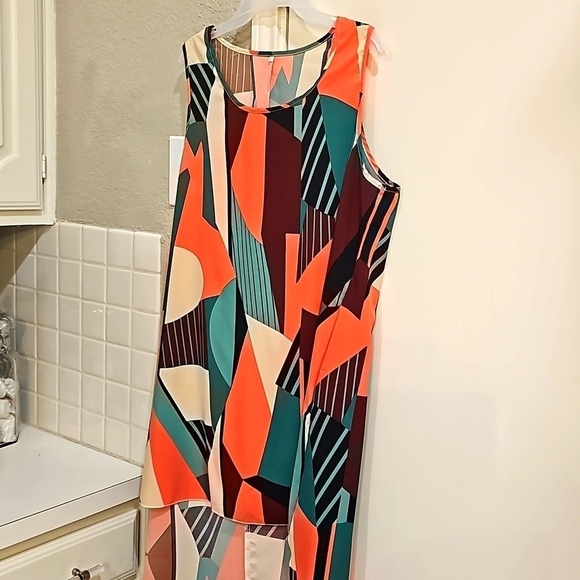 NWOT Temu Polychrome cover up/Tunic Sleeveless long hem XL - Picture 3 of 12